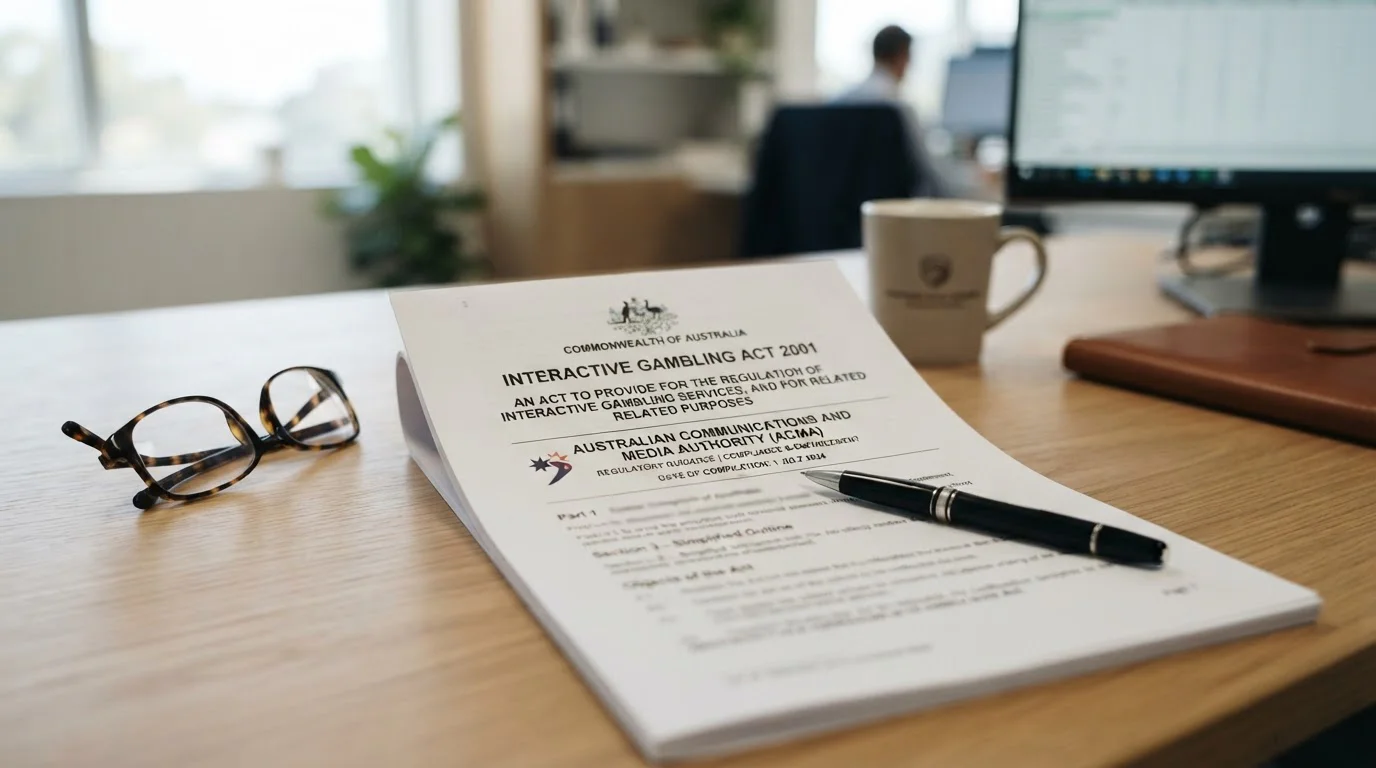 Australian legal document showing Interactive Gambling Act 2001 with ACMA enforcement guidelines