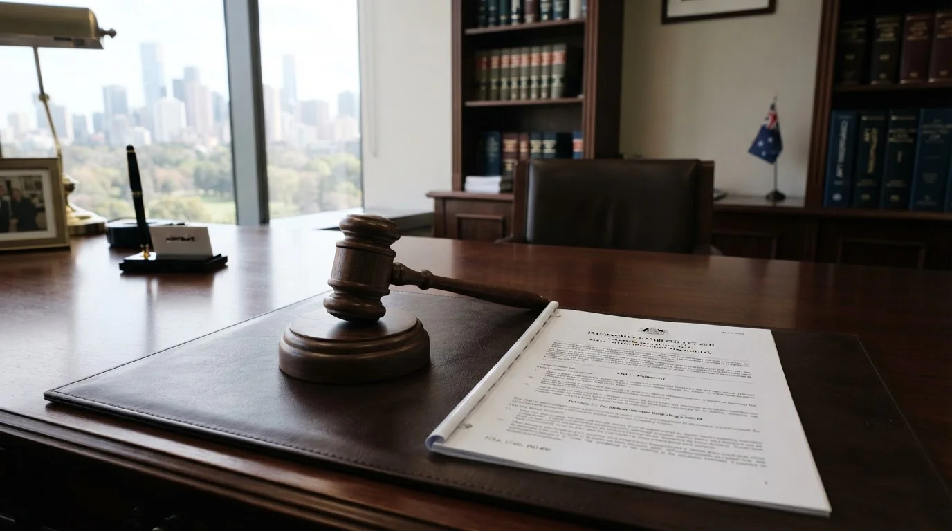 Gavel and legal documents with Interactive Gambling Act 2001 text visible