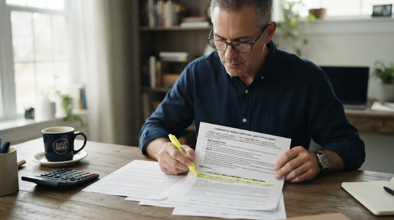 Person reviewing welcome bonus terms document showing thirty dollar minimum activation requirement