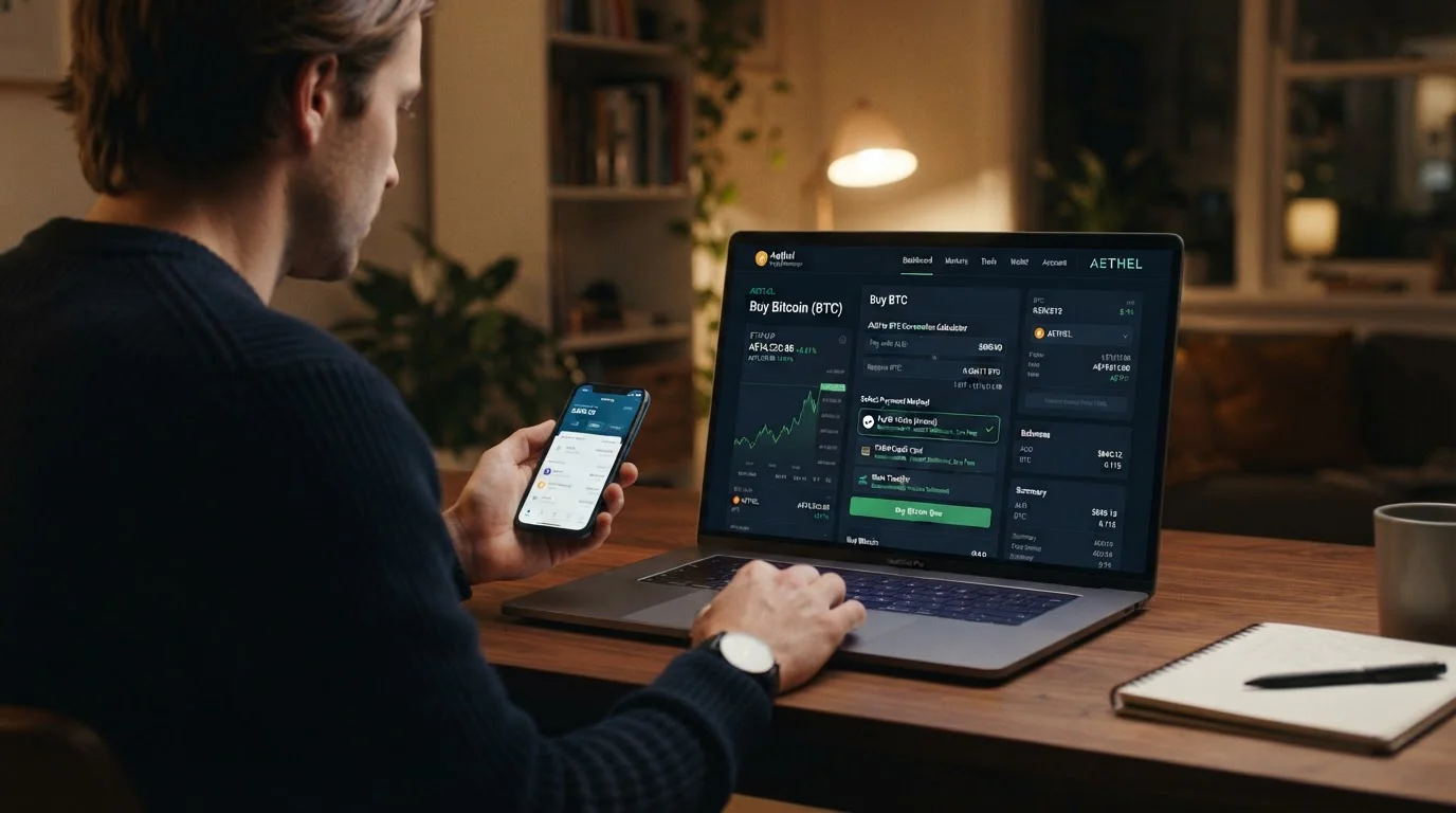 Australian exchange interface showing Bitcoin purchase screen with PayID deposit option