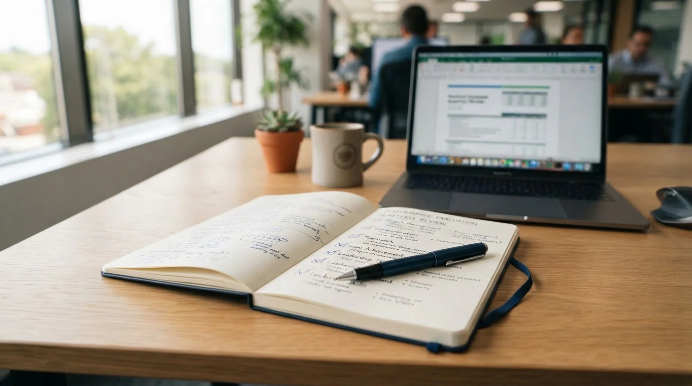 Desk with notepad showing casino evaluation criteria checklist for payment reliability