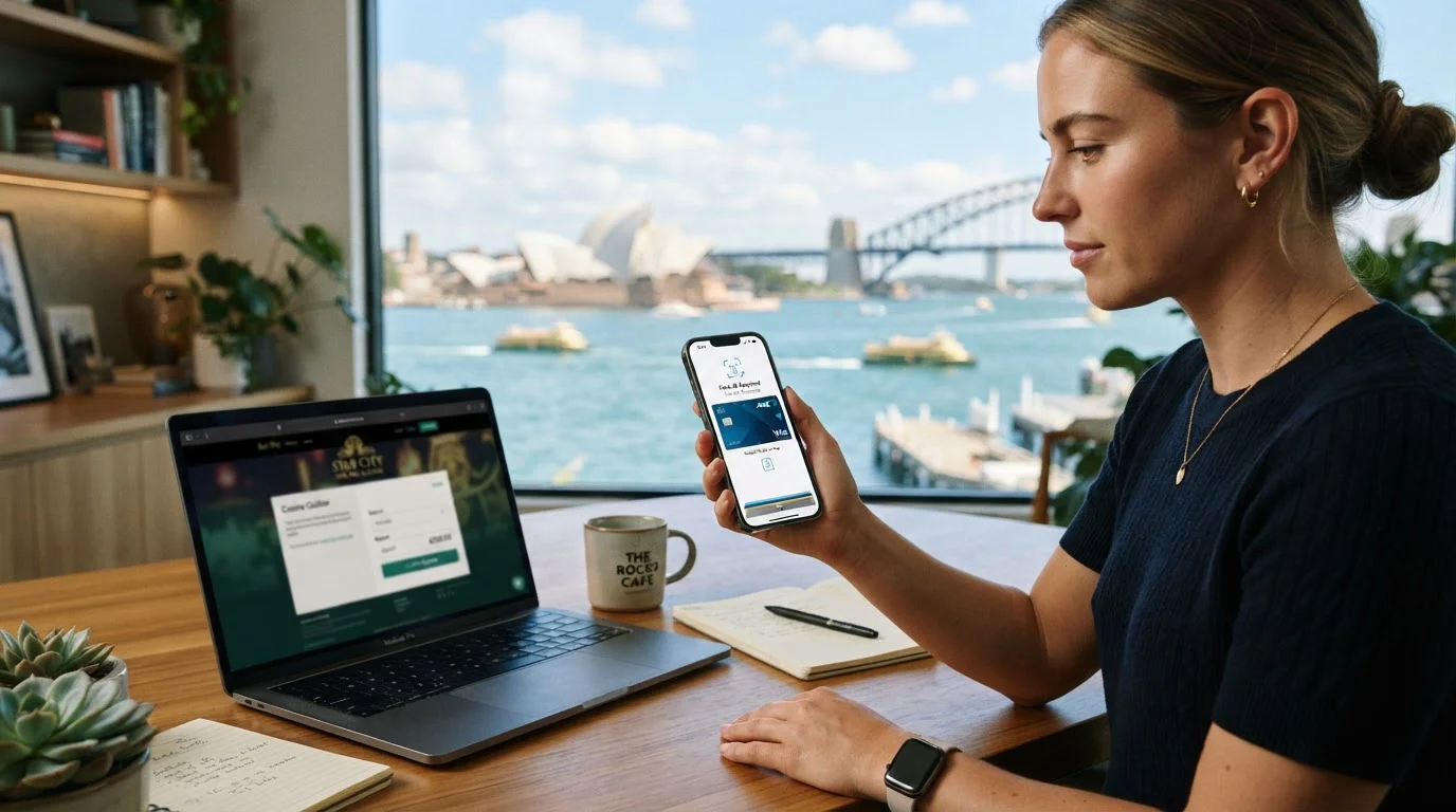 Australian player using Apple Pay for casino deposit on iPhone