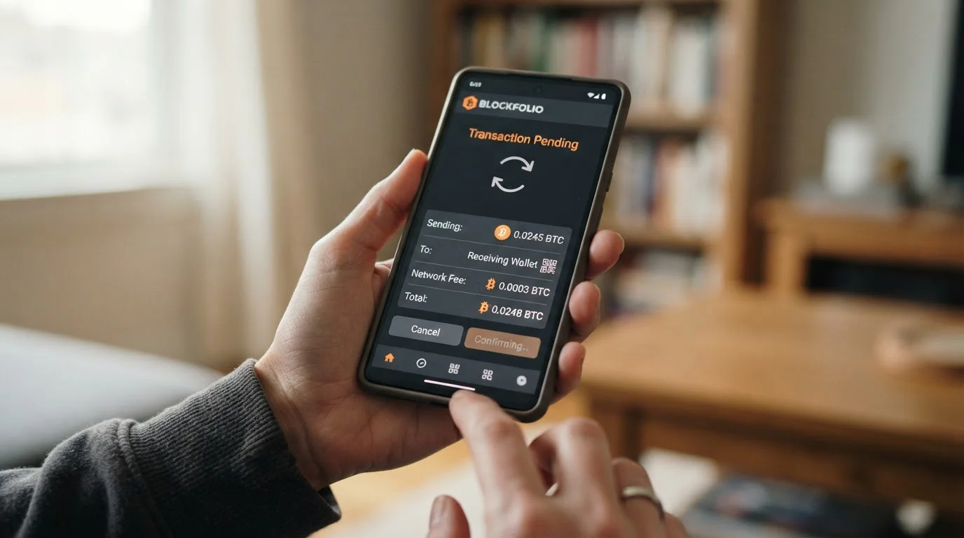 Cryptocurrency withdrawal transaction confirmation on mobile device
