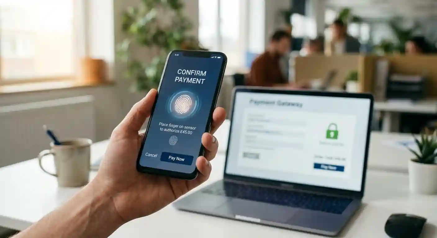 Smartphone showing 3D Secure authentication challenge for Mastercard casino deposit