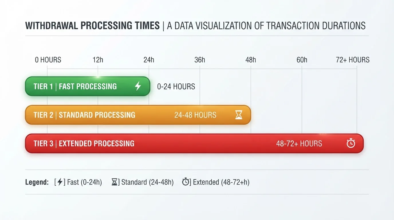 Comparison chart showing withdrawal processing times for offshore casino operators