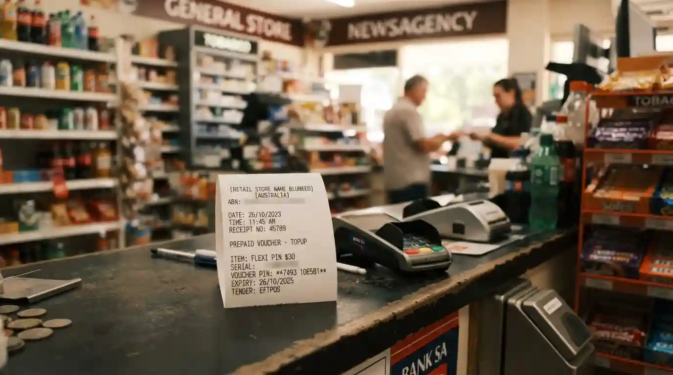 Neosurf prepaid voucher receipt with PIN code at retail counter