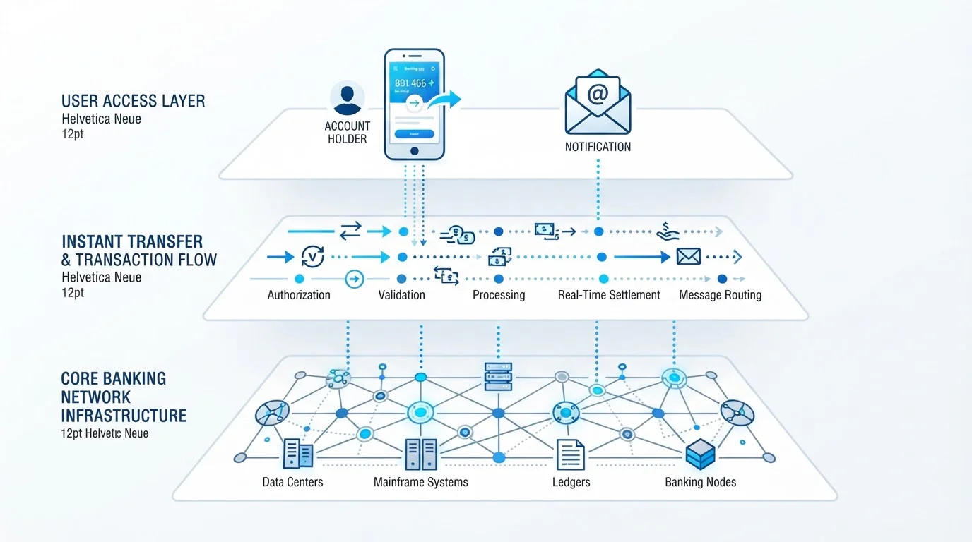 Diagram showing NPP Osko PayID payment infrastructure layers for Australian casino deposits