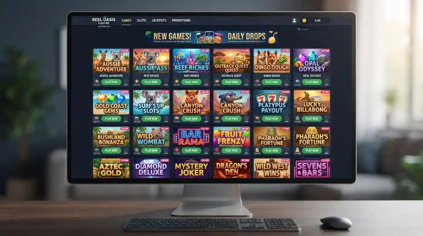 Popular pokies games at Australian online casinos showing game variety