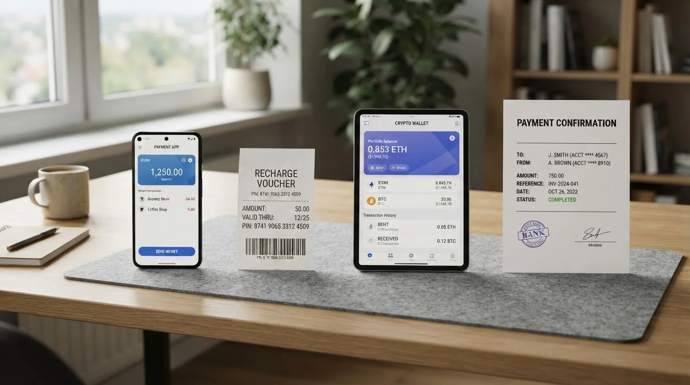 Payment method comparison showing PayID, Neosurf, crypto and bank transfer options