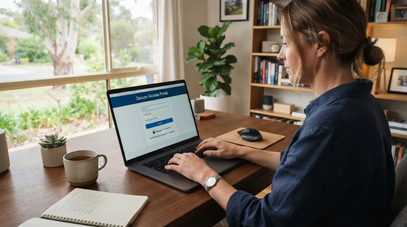 Person using online banking on laptop to authorize casino deposit