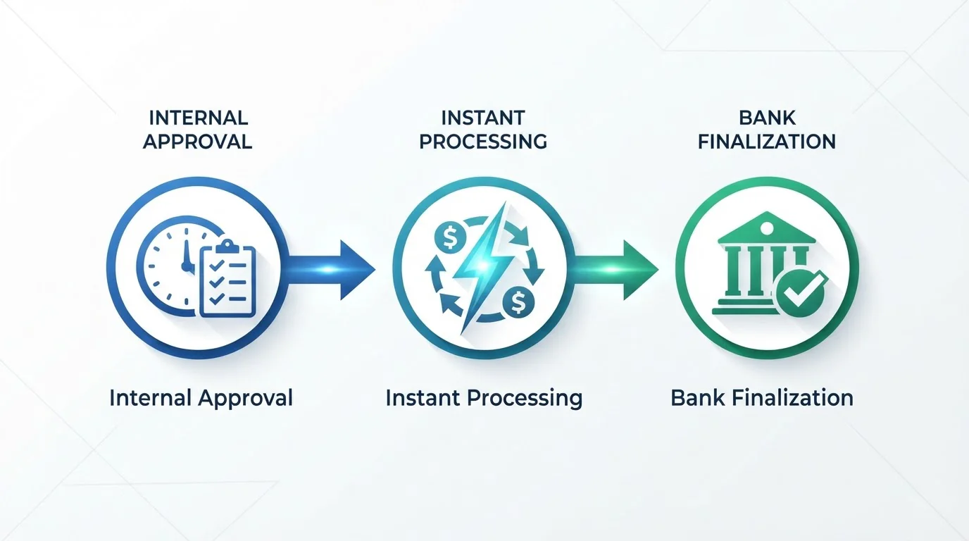 Diagram showing casino withdrawal approval stages from request to bank account
